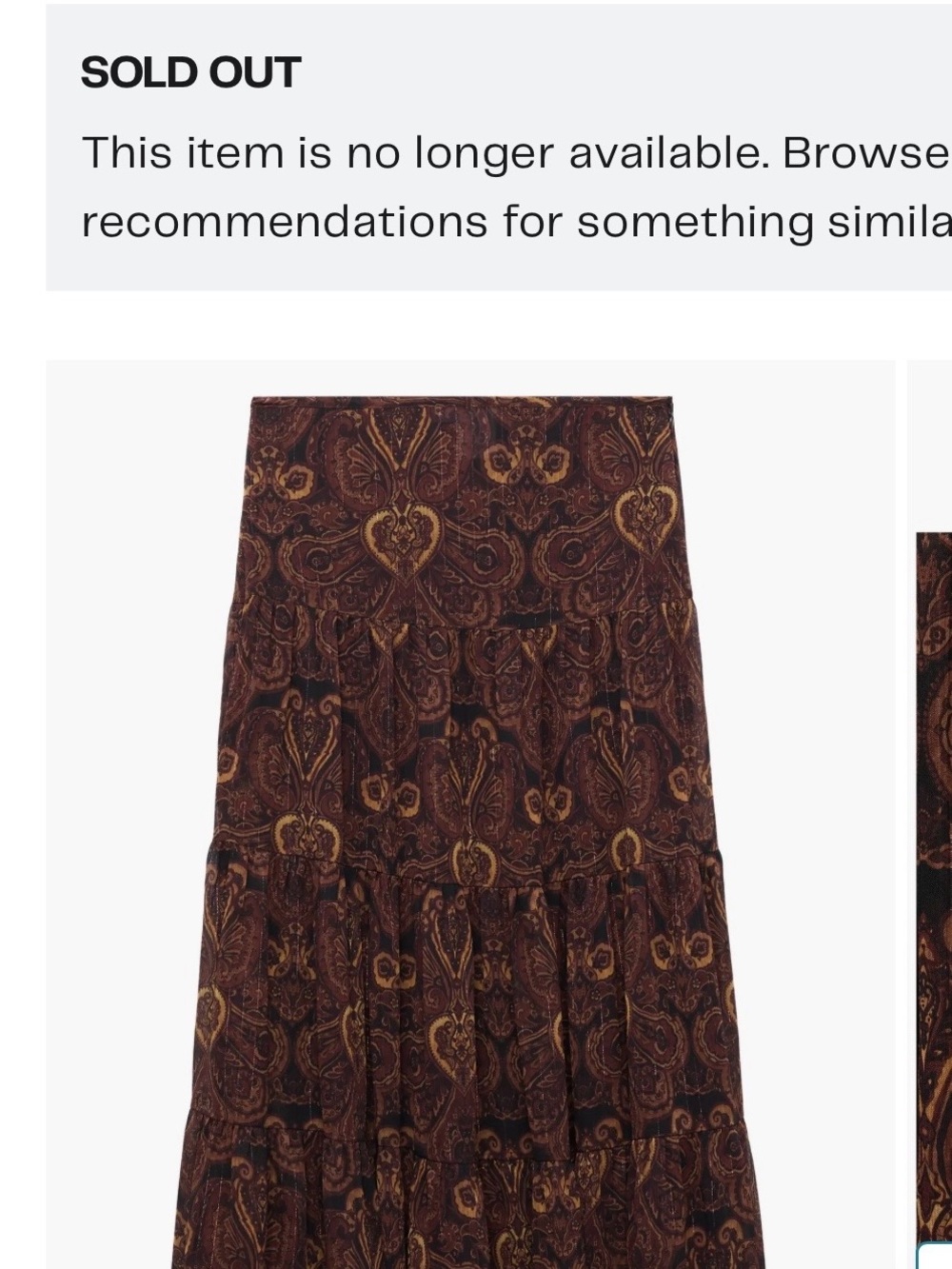 Mango Brown and Gold Paisley Maxi Skirt